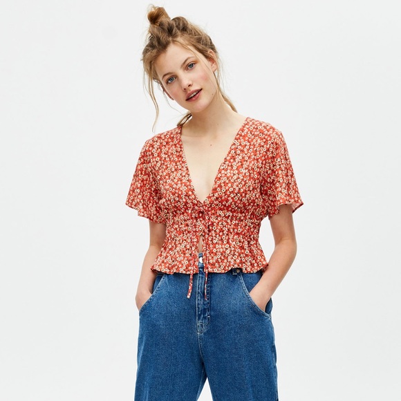 Pull & Bear Mini Floral Print Short Sleeve Shirt - Picture 2 of 5